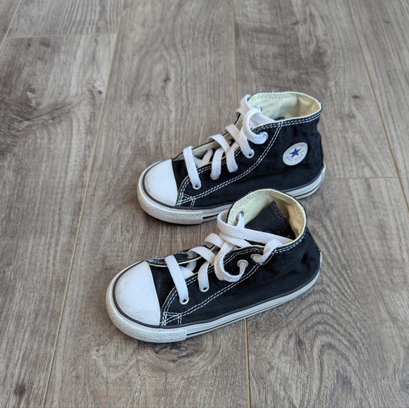 CONVERSE Kids Black Canvas High Top Sneakers - Picture 2 of 16